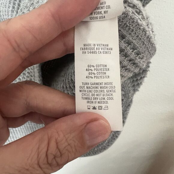 Aerie Lumberjane Cabincore Waffle Knit Button Down Oversized Shirt Women XS Gray - Picture 4 of 7